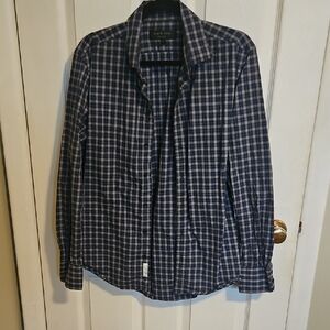 rag & bone Navy and White Plaid Button-Down Shirt